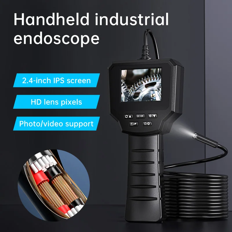 

2.4Inch Screen 2MP 1080P Handheld Industrial Endoscope CMOS Borescope Inspection Otoscope Camera Digital Microscope Pipescope