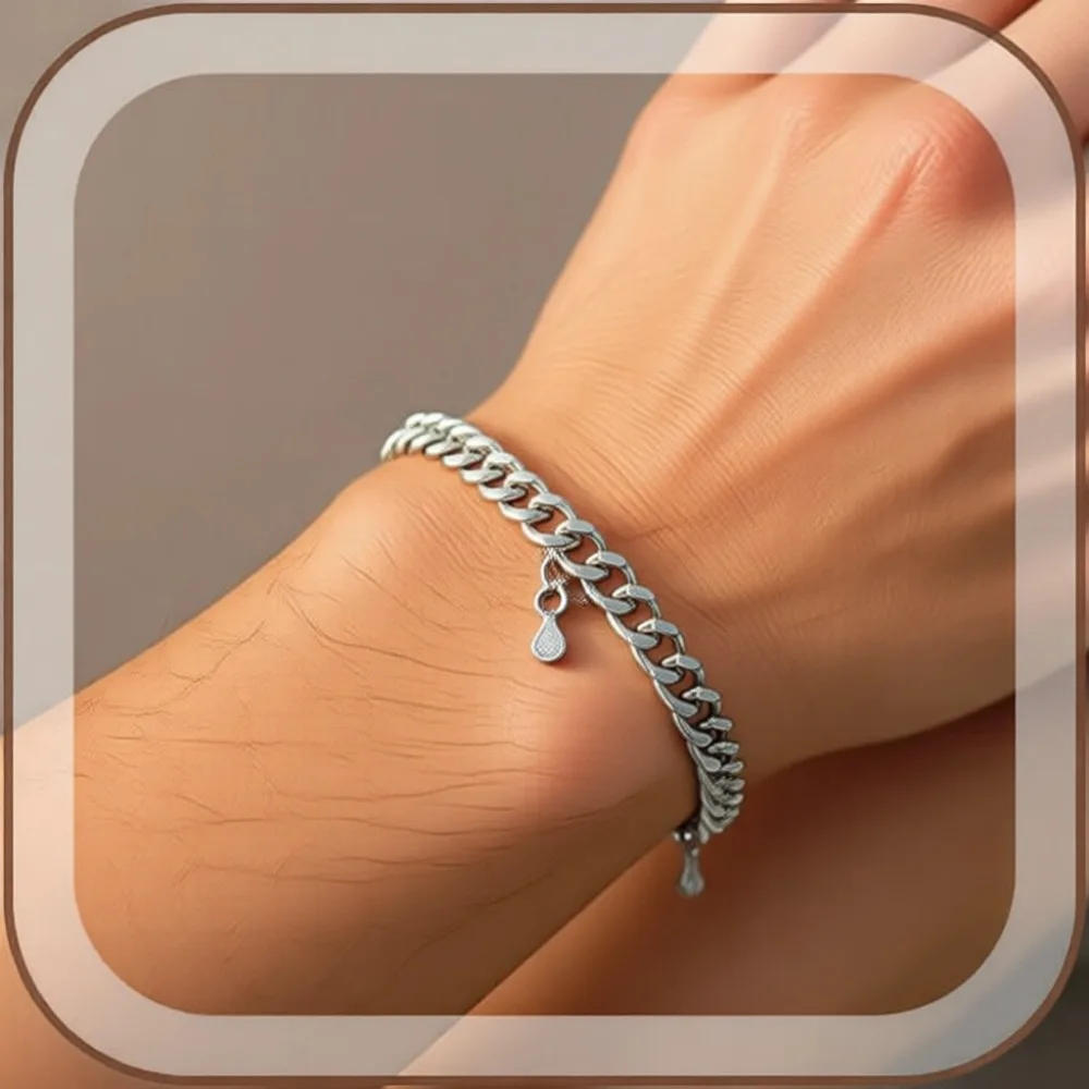 

Мужской браслет-цепочка из стерлингового серебра 925 пробы с алмазной огранкой, 5 мм, в подарок