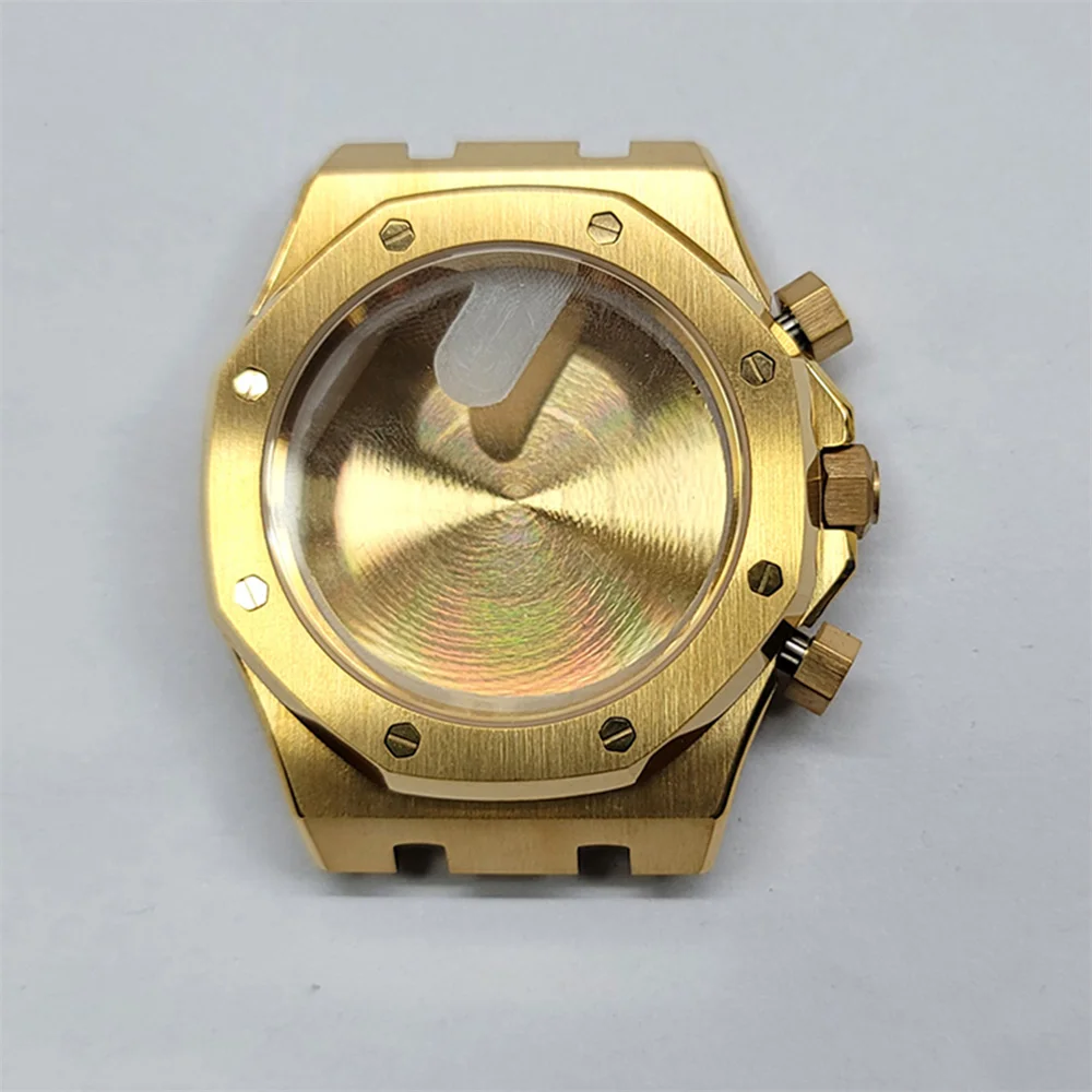 ステンレススチールストラップ + ケースセット 41mm 時計シェル + VK63 クォーツムーブメント部品用の同じ Colr ブレスレットを修正