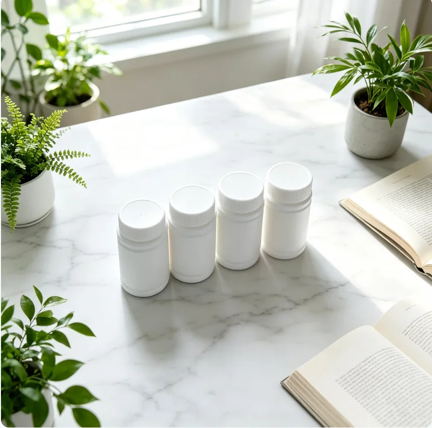 50pcs 120 ml white plastic Pill Powder Butter Bottle Refillable Packaging Screw Lid jar Empty container