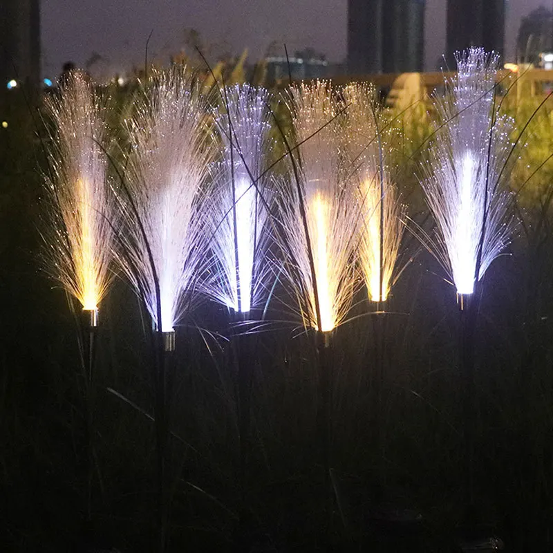

10pcs LSolar-Powered Fiber-Optic Reed Lights Ground-Stick Lawn Decorative Waterproof Energy-Efficient Artificial Landscape Light