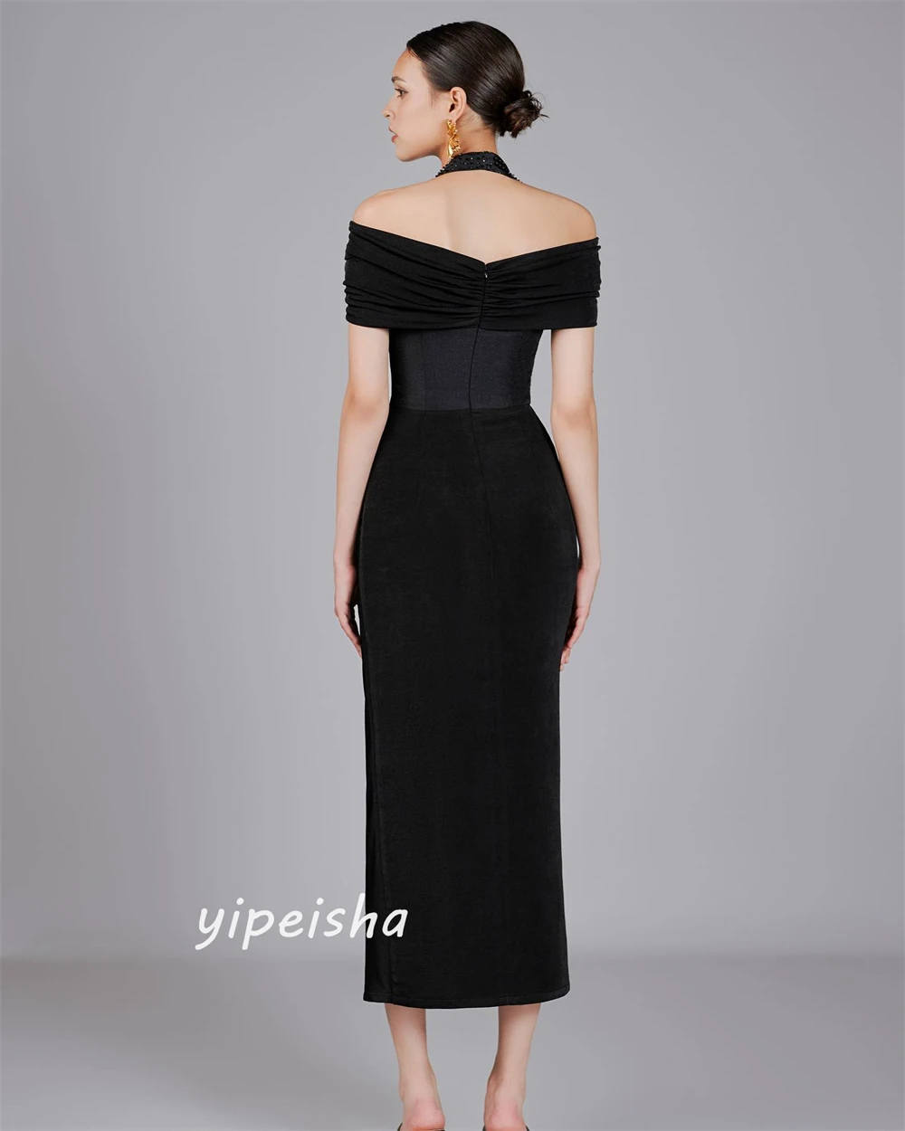 Customized Jiayigong     s Pleat Birthday A-line Halter Bespoke Occasion Gown Midi es