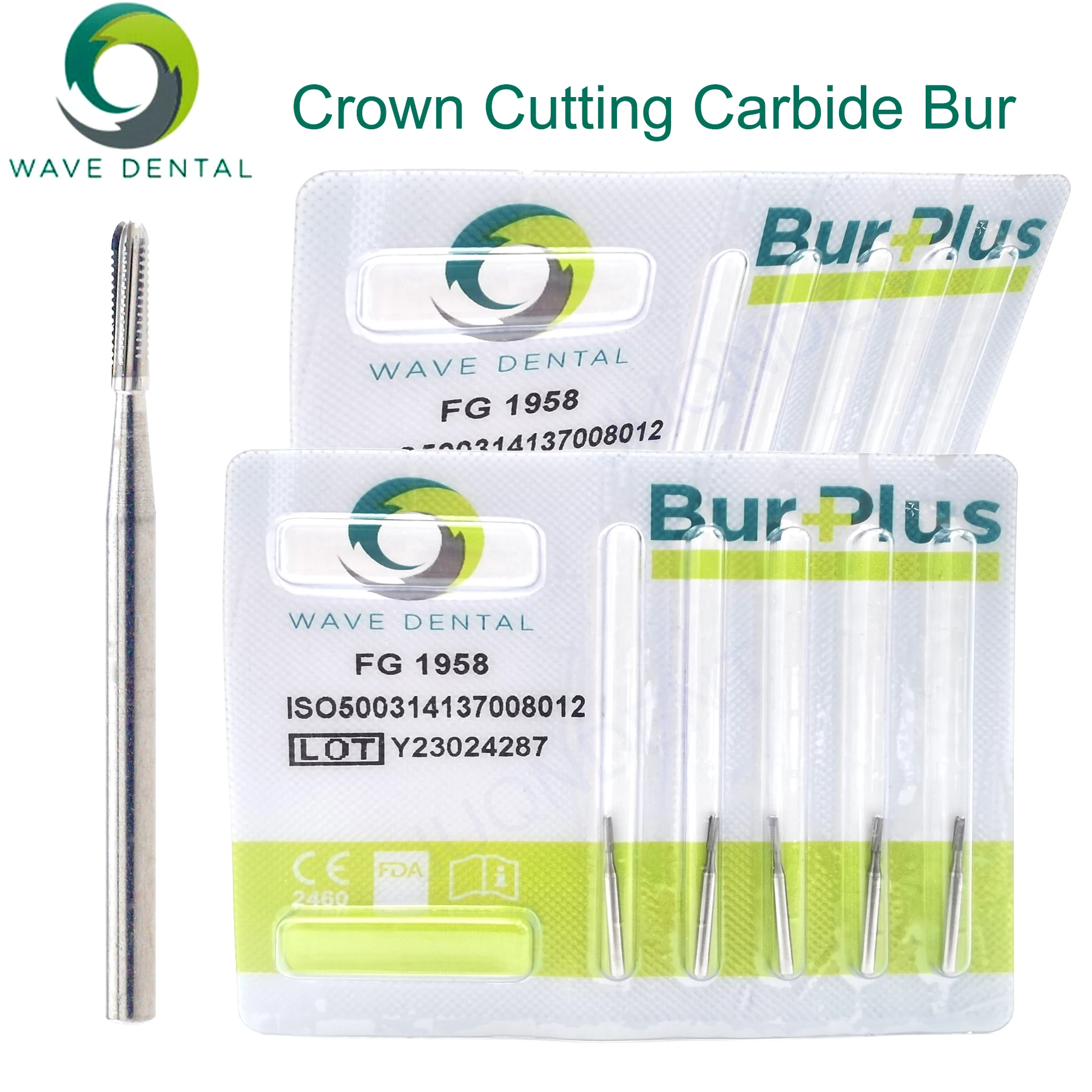 Dental Carbide Burs Tungsten Steel Dentistry Drills High Speed Crown Cutting Dental Bur Straight Fissure Head Rounded End FG1958