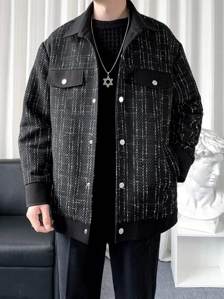 

Men's Plaid Jaet Spring Autumn Faion High-End Sensation Little Fraance Sle Top Clothes Haome Trendy Brand