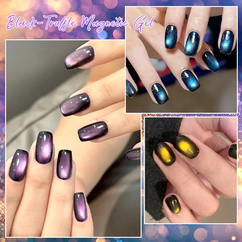 MEET ACROSS 7 ml Auroras Cat Magnetischer Gel-Nagellack, lila Glitzer, funkelnd, semi-permanent, Soak Off UV-Nagelkunst-Design-Lack