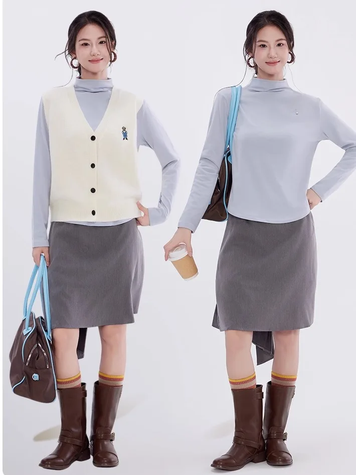 เสื้อยืดแขนยาวผู้หญิง ดีไซน์เข้ารูป สำหรับฤดูใบไม้ร่วงและฤดูหนาว ใส่เป็นเสื้อตัวในหรือเสื้อตัวนอก นุ่มสบาย