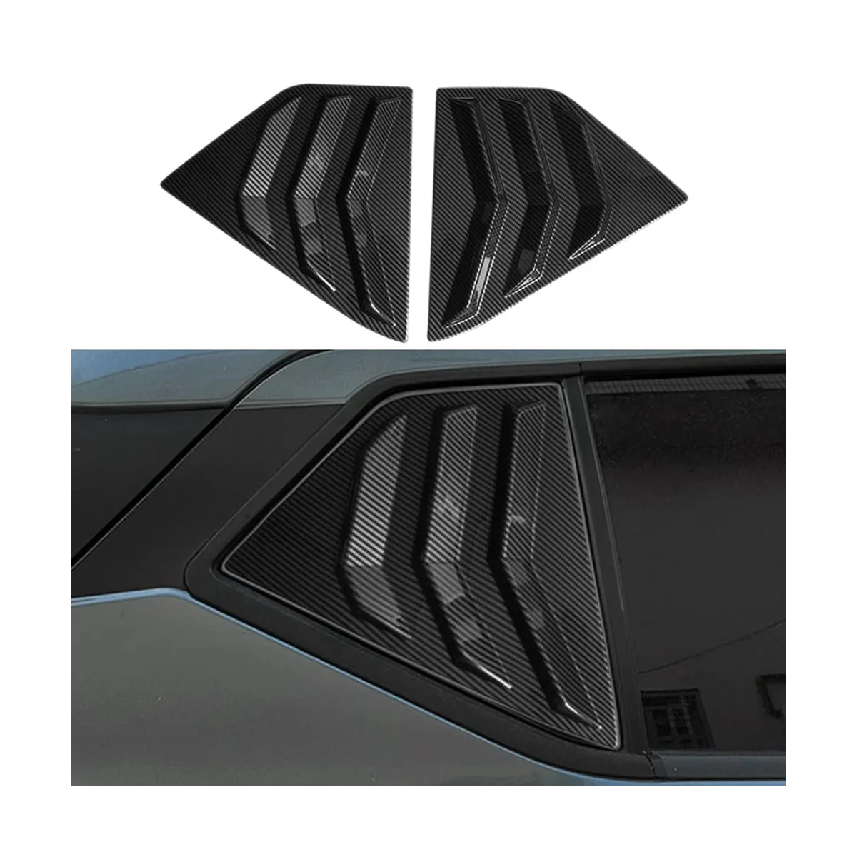 Rear Side Window Louvers for Nissan Kicks 2018-2023 Air Vent Scoop Shades Cover Accessories - Carbon Fiber