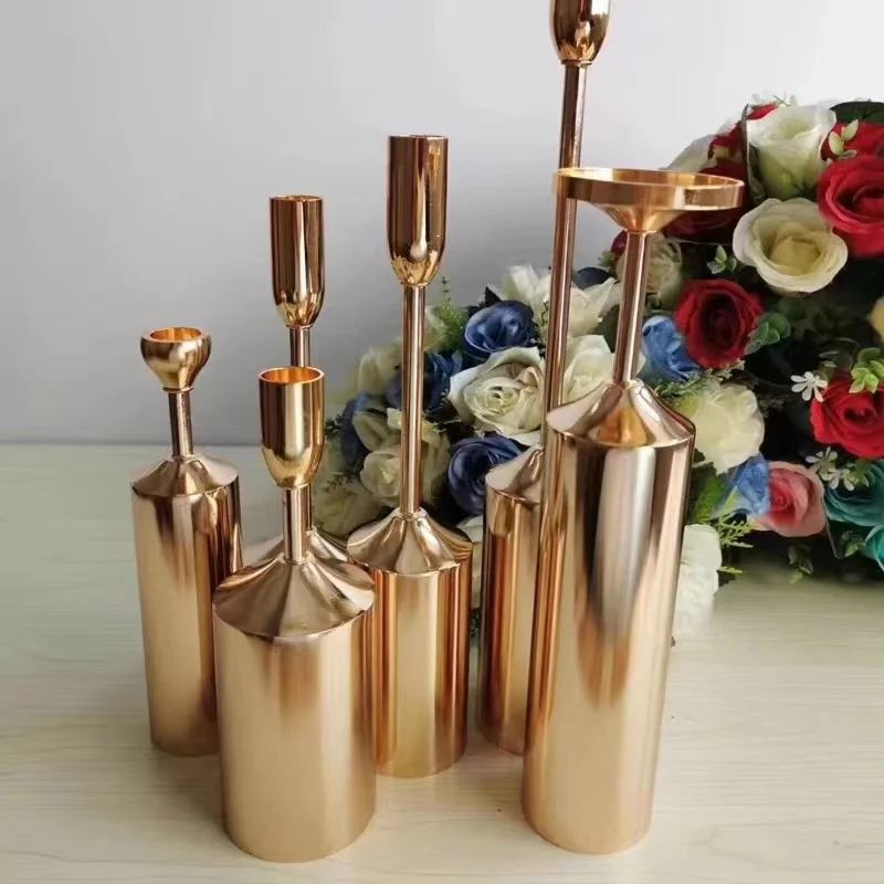 6 قطعة/المجموعة الساخن حامل شموع الزفاف الذهب شمعة تقف المركزية زينة فندق الزفاف