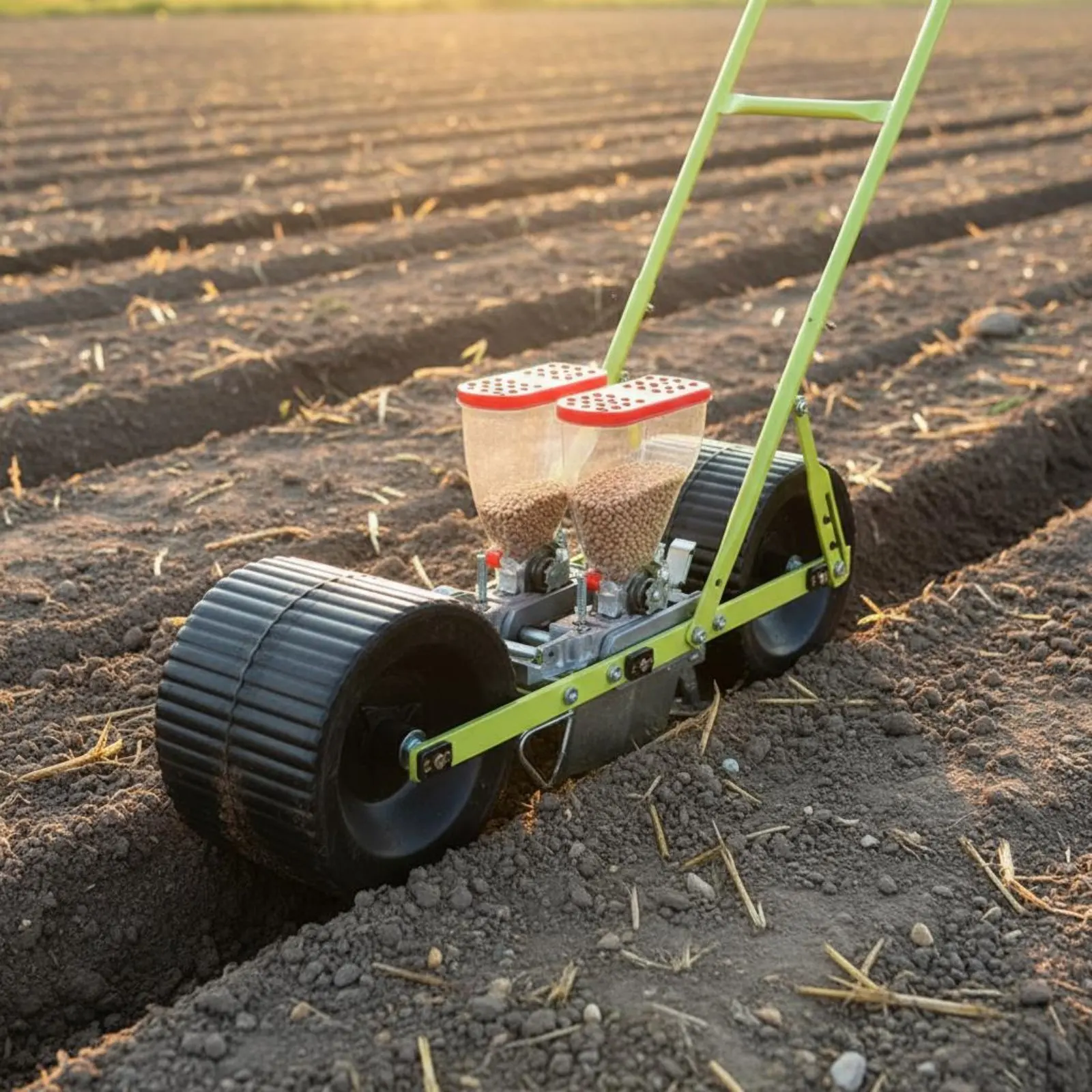 Hand Push Seeder Adjustable Spacing Accurate Garden Seeder Walk Behind Seed Distributor Lightweight Design Agricultural