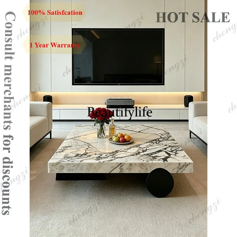Italian minimalist marble coffee table modern simple light luxury living room home new square geometric coffee table