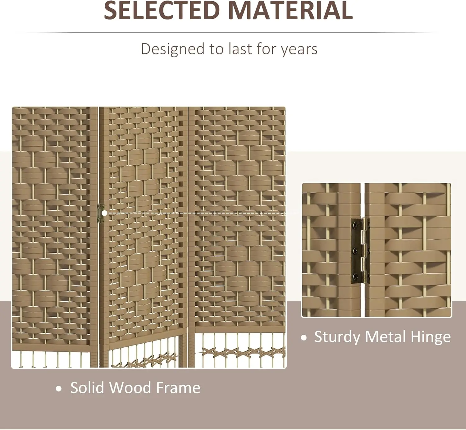 شاشة خصوصية قابلة للطي مكونة من 6 ألواح، فاصل غرفة 5.6 بوصة، مقسم أقسام قائم بذاته من الألياف المموجة، طبيعي