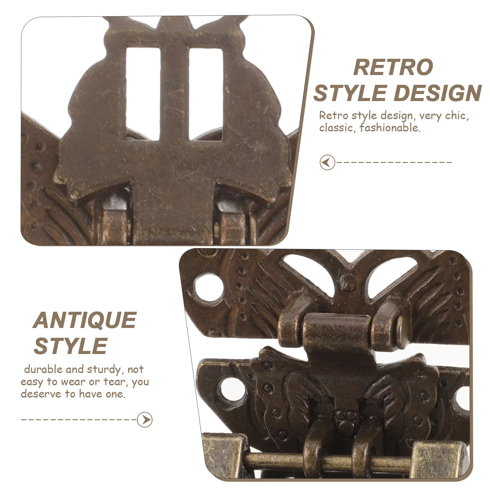 

Vintage Padlock Latch for Jewelry Box Wooden Case Lock Style Brass Finish Box Hasp Decorative Closure Mini Locks with