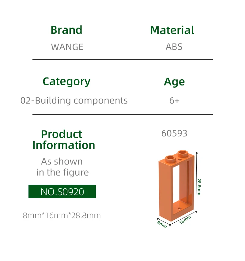 Wange 78Pcs/Lot 60593 1X2X3 Window frame Building Blocks MOC House Accessories Compatible with Bricks DIY Children Toys Gift Box