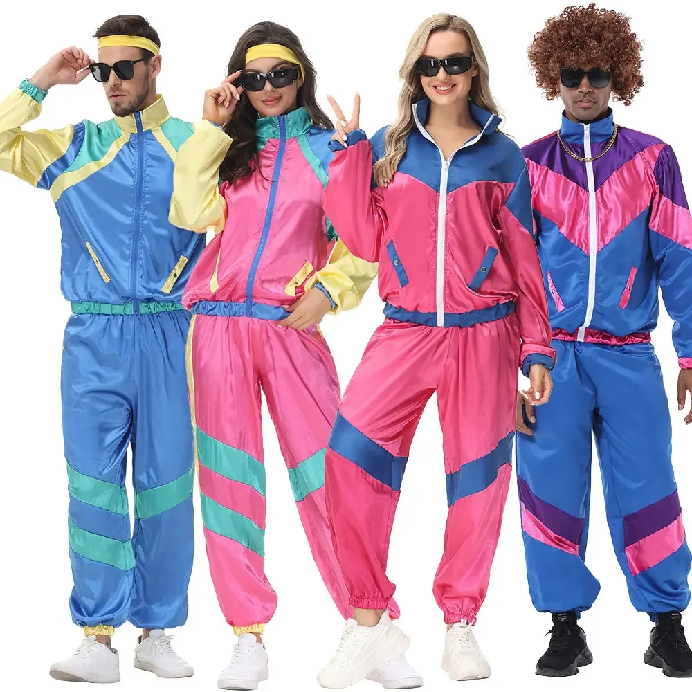 

Couples Retro Hippie Costumes Rock Disco Clothing Suit Halloween Party 70s 80s Rock Hip-Hop Disco Clothing Suit Cosplay Outfits