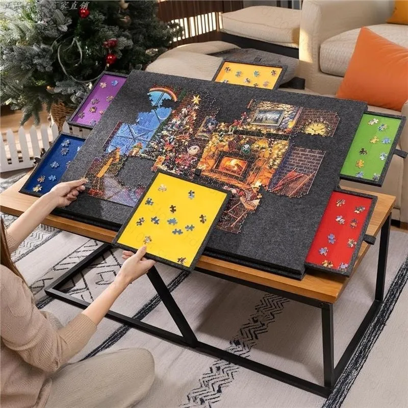 Foldable Thickened Felt Puzzle Board With Bracket Color Felt Toy For Kids Storage Classification Fine Workmanship Easy Organize