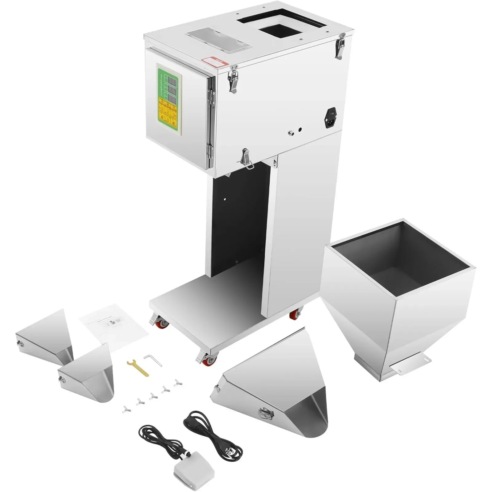 110V Automatic Weighing Filling Machine Particle Dispenser with Foot Pedal & Display, Weigh Filler Adjustable Filling Range