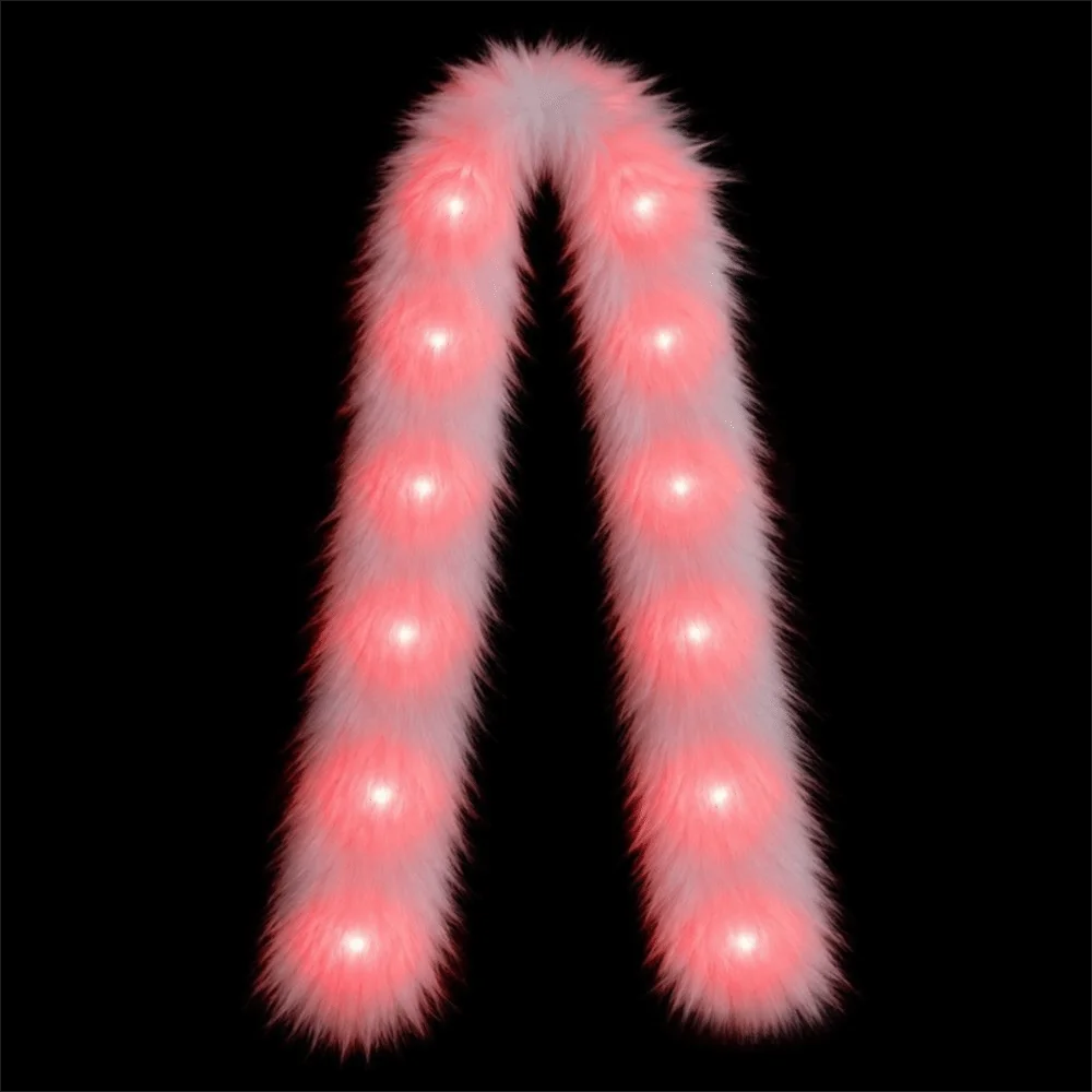 Fashion White Plush LED Flash Scarf Light Up Warm Winter Plush Scarf Skin-friendly Novelty Luminous Glowing Scarf Rave