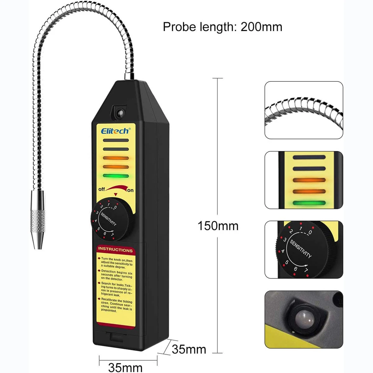 Elitech WJL-6000S Freon Leak Detector Halogen Gas Sniffer Refrigerant AC Leak Tester R22 R410A R134A R1234YF