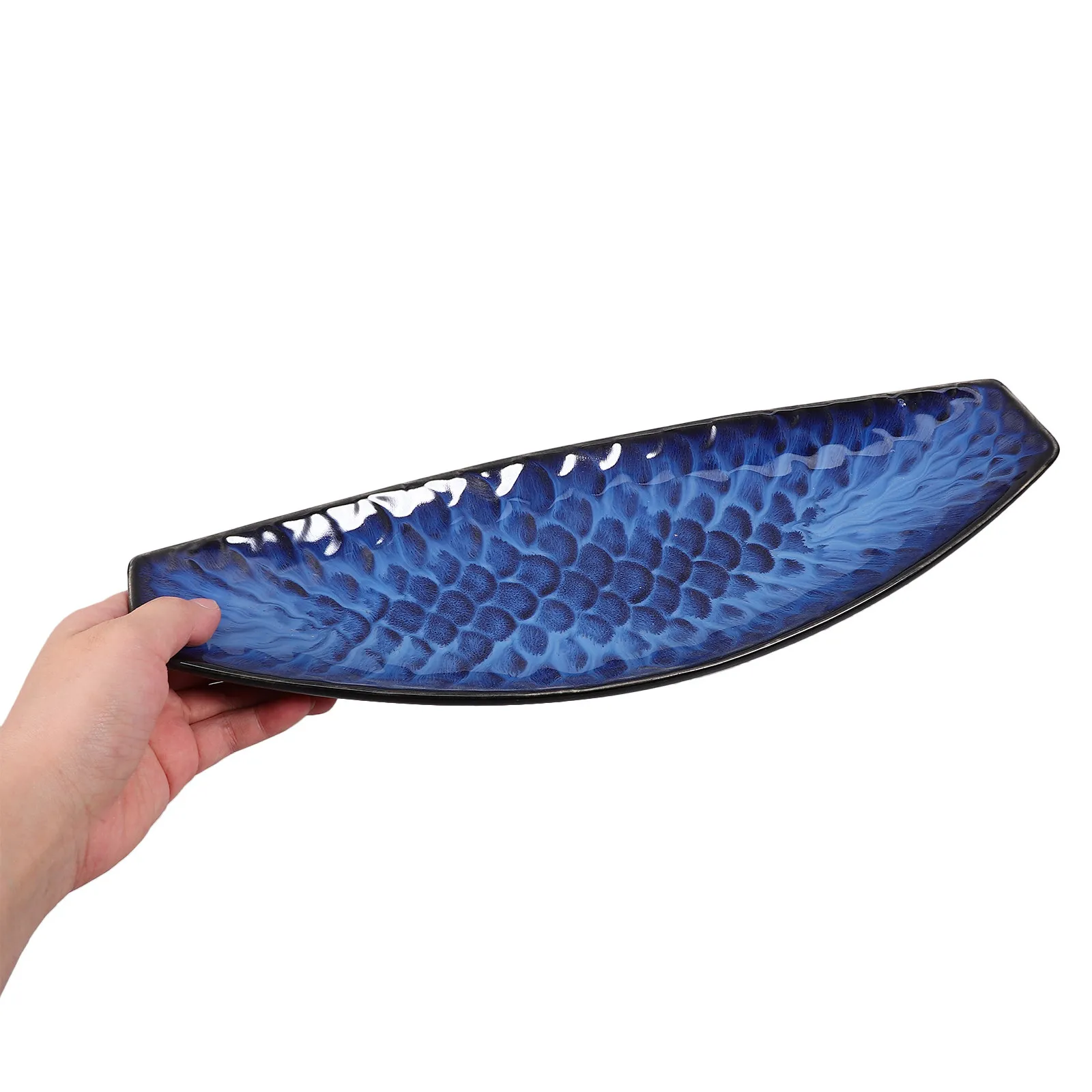 

1 шт. Японское керамическое блюдо в форме лодки для сашими, идеально подходит для холодных закусок, лосося, десертов, стейков, для домашнего использования