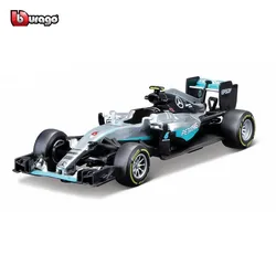 Bburago-Nico Rosberg Alloy Diecast Car Model Toy, Veículo de luxo, Coleção de brinquedos, Presente, Coleção, Mercedes F1, WO7, Hybrid 2016, #6, 1:43, 2016