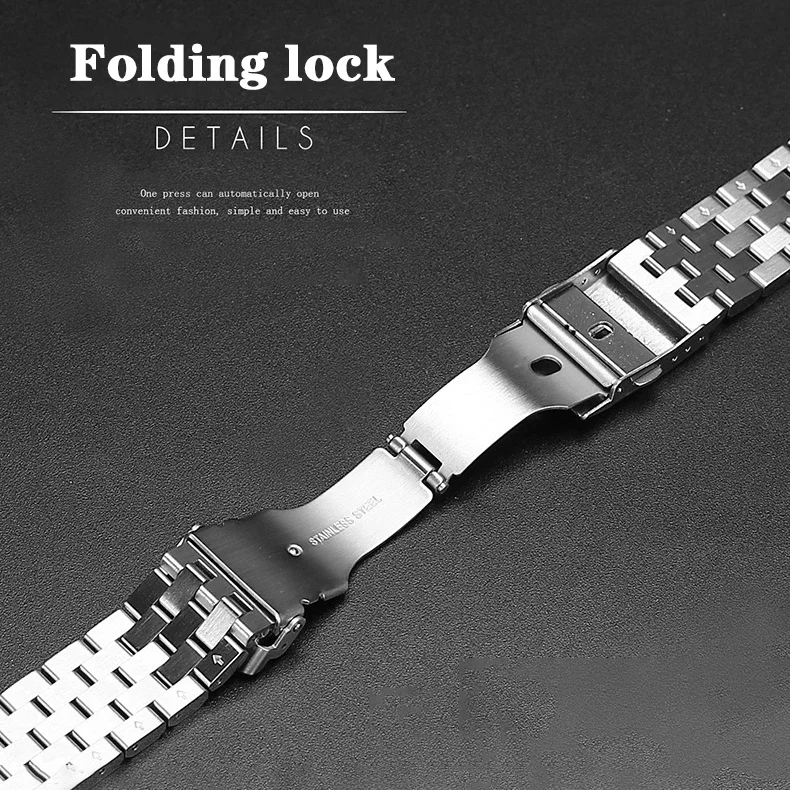 18 20 22 24mm Luxury Stainless Steel Strap for Seiko for Huawei Universal Wrist Band Metal Watch Buckle Sport Men Watch Bracelet