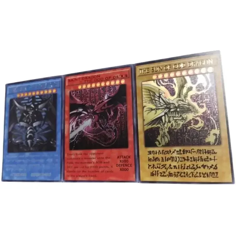 3Pcs/set Yu-Gi-Oh Slifer The Sky Dragon Obelisk The Tormentor The Winged Dragon of Ra Self Made Classic Serie Flash Collect Card