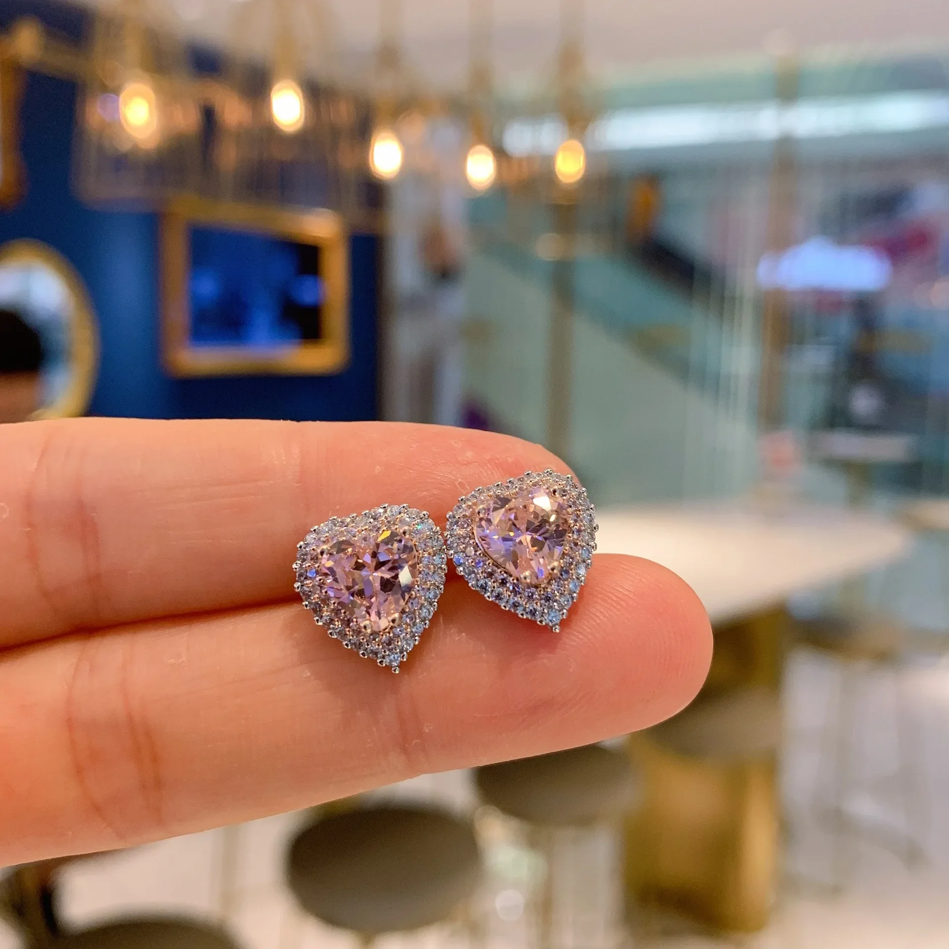 Romantic Heart Shaped Love Pink Quartz Cubic Zircon Pendant Necklace Earrings Adjustable Ring Wedding Jewelry Gift Macrame