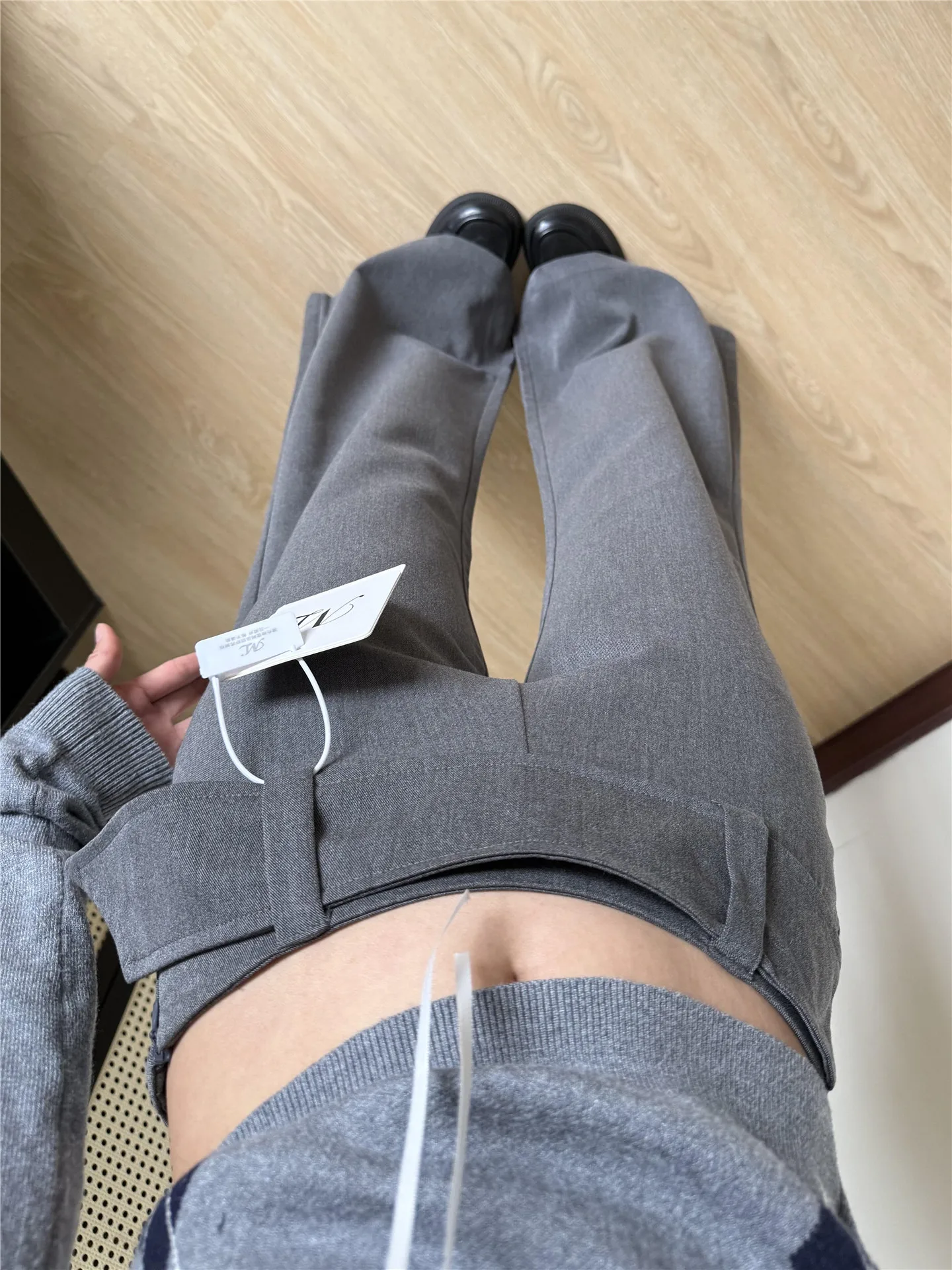 

American Style Vintage Grey Low Waist Flared Suit Pants Women's Loose Drapey Tall Extended Casual Trousers Spring Season