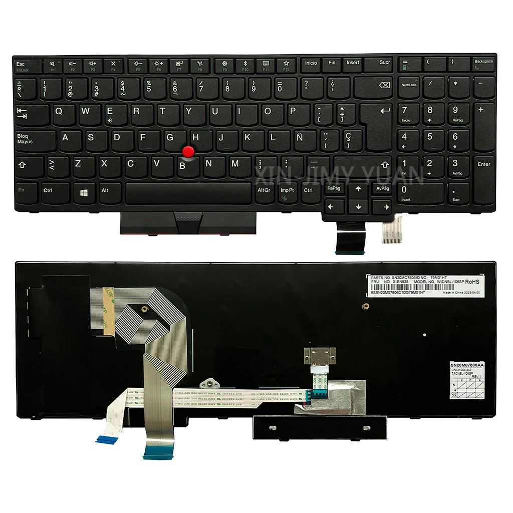 Teclado Espanhol T570 para Lenovo Thinkpad T570 P51s T580 P52s 01en928 79m01ht Sn20mo7806 sp Retroiluminado