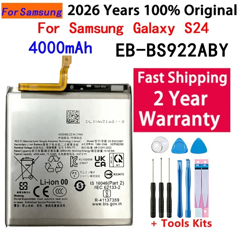 

Fast Shipping New EB-BS922ABY Battery 4000mAh Battery For Samsung Galaxy S24 Batteries Bateria Batterij With Free Tools