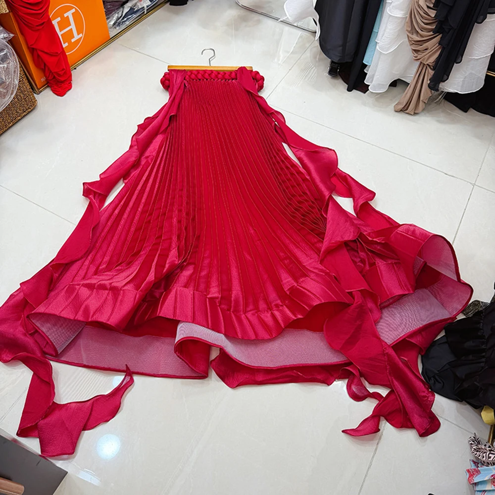 

Свободное вязаное вручную платье макси с завязками на шее, без спинки, с плиссированной длинной юбкой из тюля для женщин