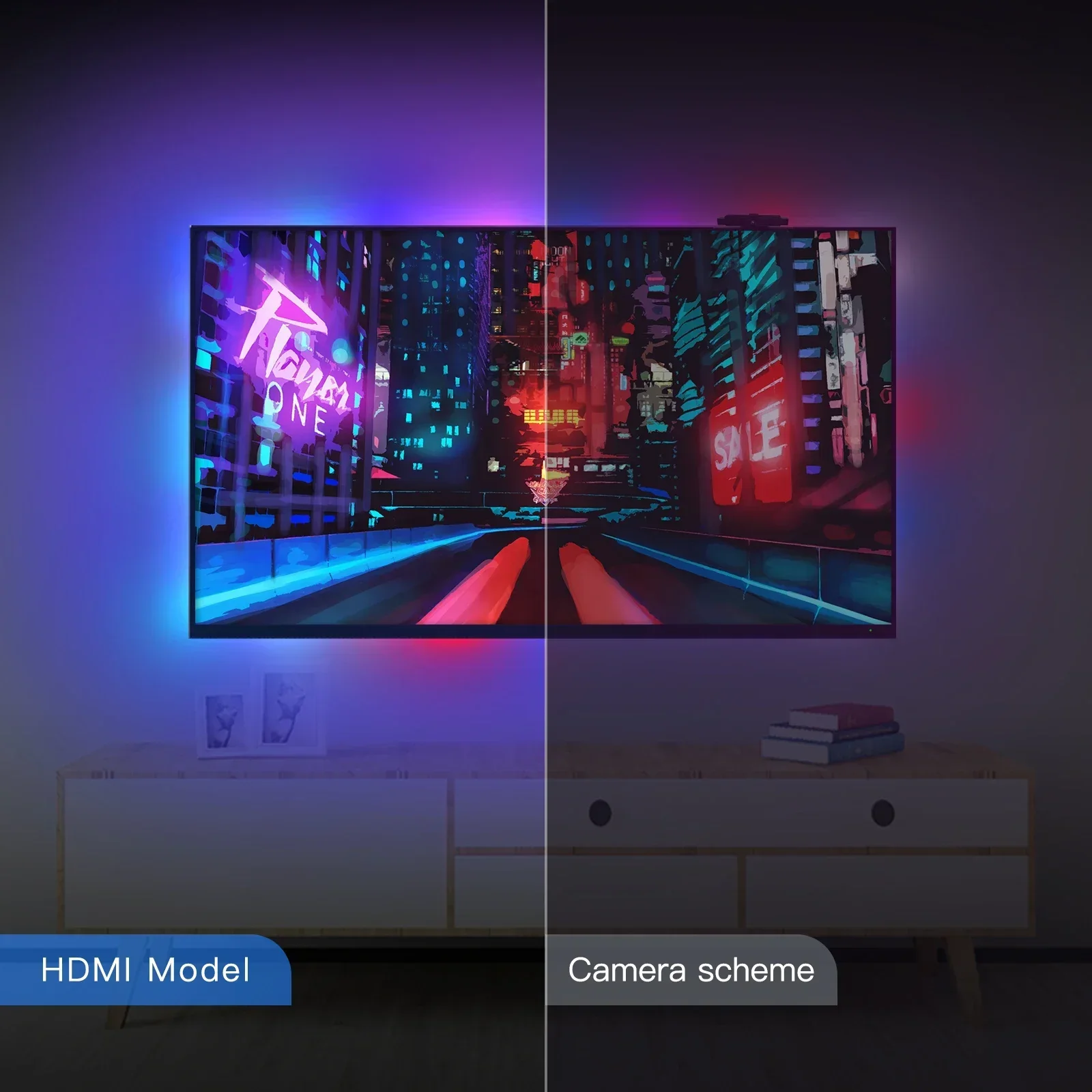 MOES Wifi Smart Ambient Lighting TV Backlight HDMI 2.0 Device Sync Box Led Strip Lights Kit Alexa Voice Google Assistant Control