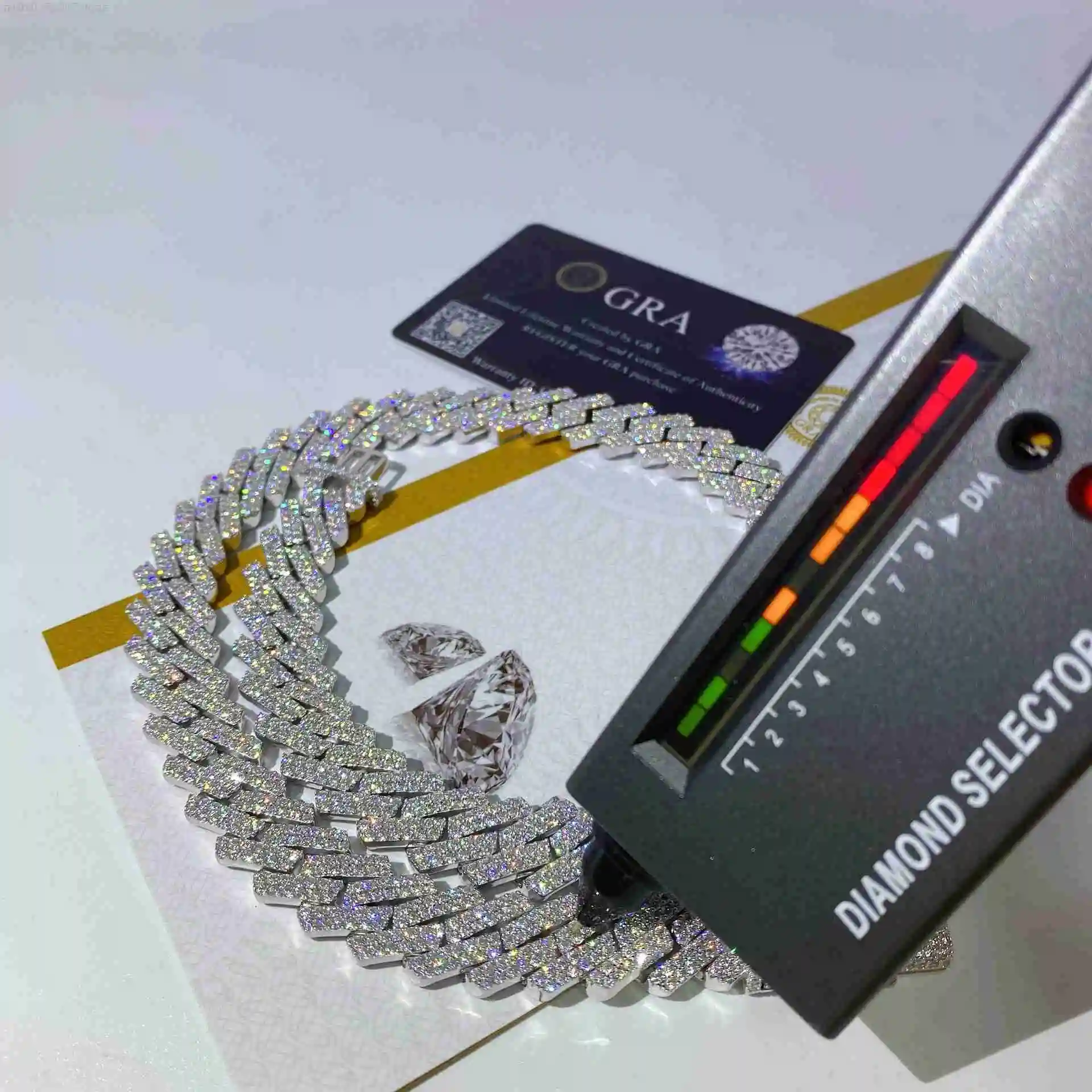 

Продажа Iced Out 15 мм двухрядный муассанит ожерелье браслет 925 серебряная кубинская цепочка хип-хоп ожерелье браслет