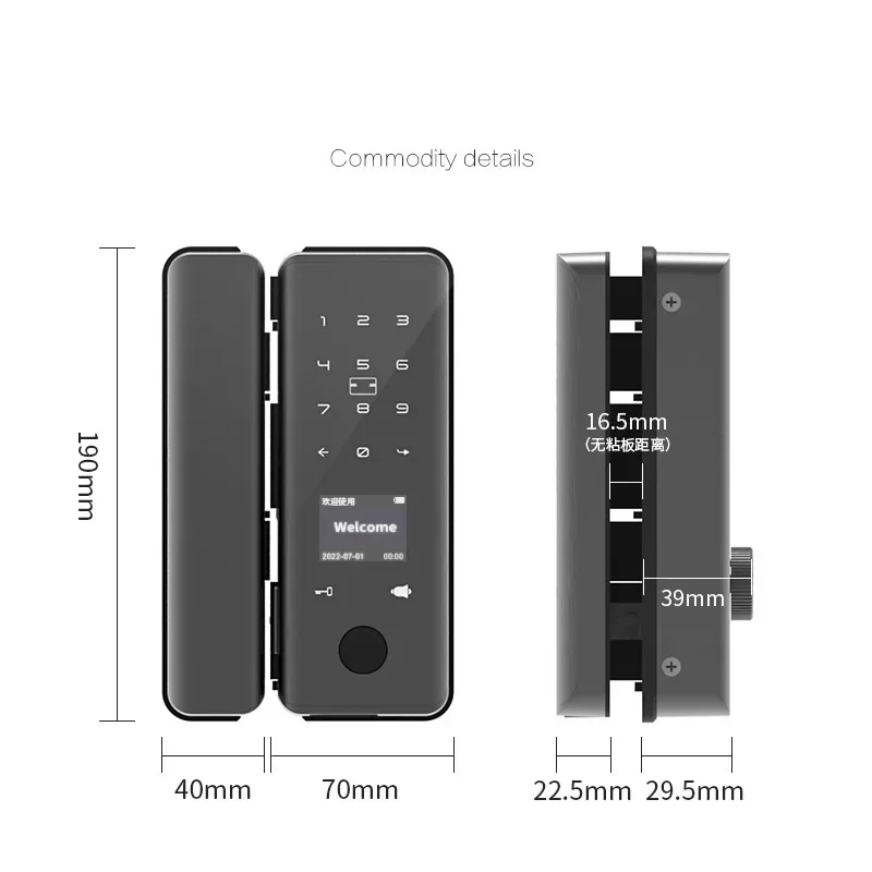 Smart Lock For Glass Door Wooden Door Tuya Wifi Smart Fingerprint Lock password IC Card NFC Key Unlock Electronic Door Lock