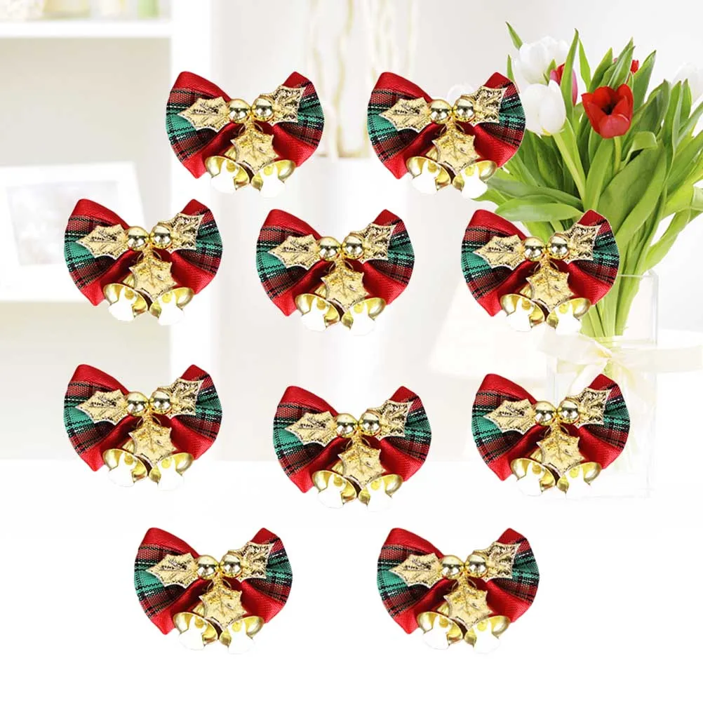 

10Pcs Christmas Bow Decorations 5cm Mini Fabric Bows Sewn Eco Friendly Christmas Tree Ornaments Small Holiday Decor