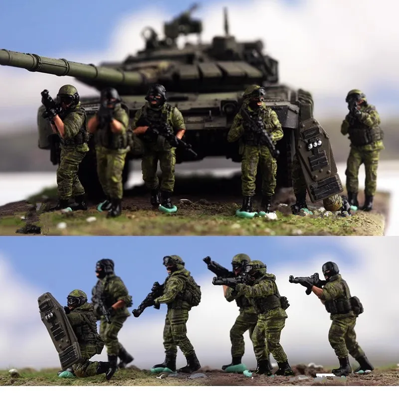 1:72 Scale Model Russian 6pcs Soldier Action Figure Toy DIY Scene Doll Figure Accessory Collection Doll Gift Toy Fans