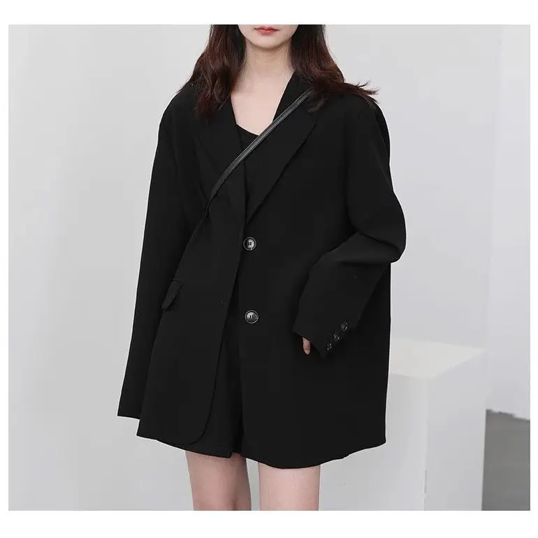 Casual Oversize Lapel Single Breasted Suit Jackets Women Chic Full-sleeve Pocket Blazer Coat Lady High Street Commute Outerwears