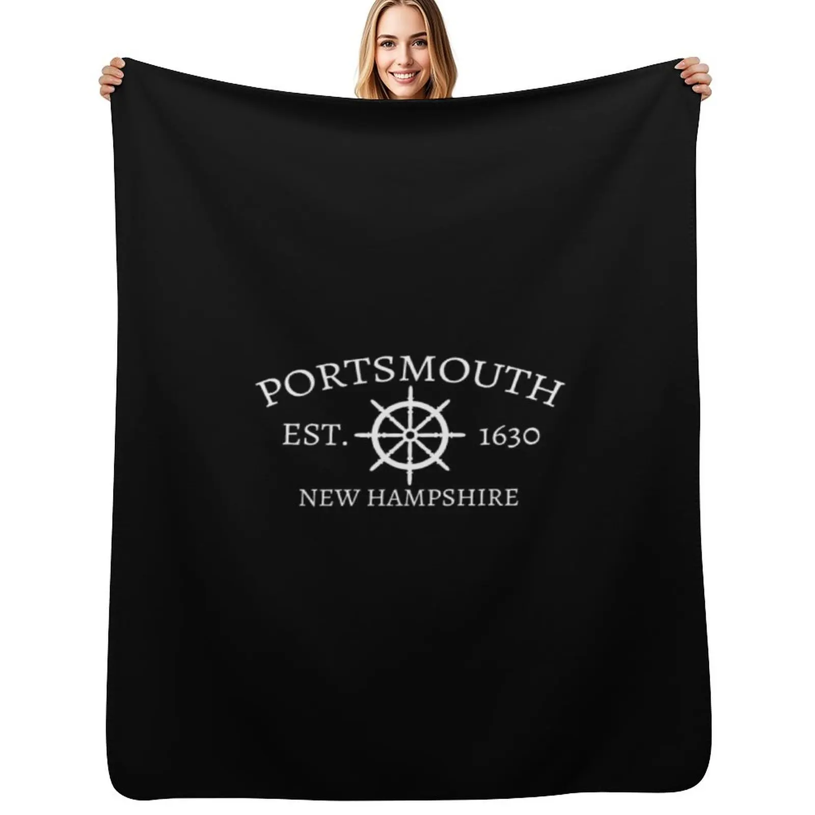 Classic Portsmouth Nh Graphic With Captain'S Wheel Throw Blanket for winter Hairys Beautifuls Luxury Thicken Designers Blankets