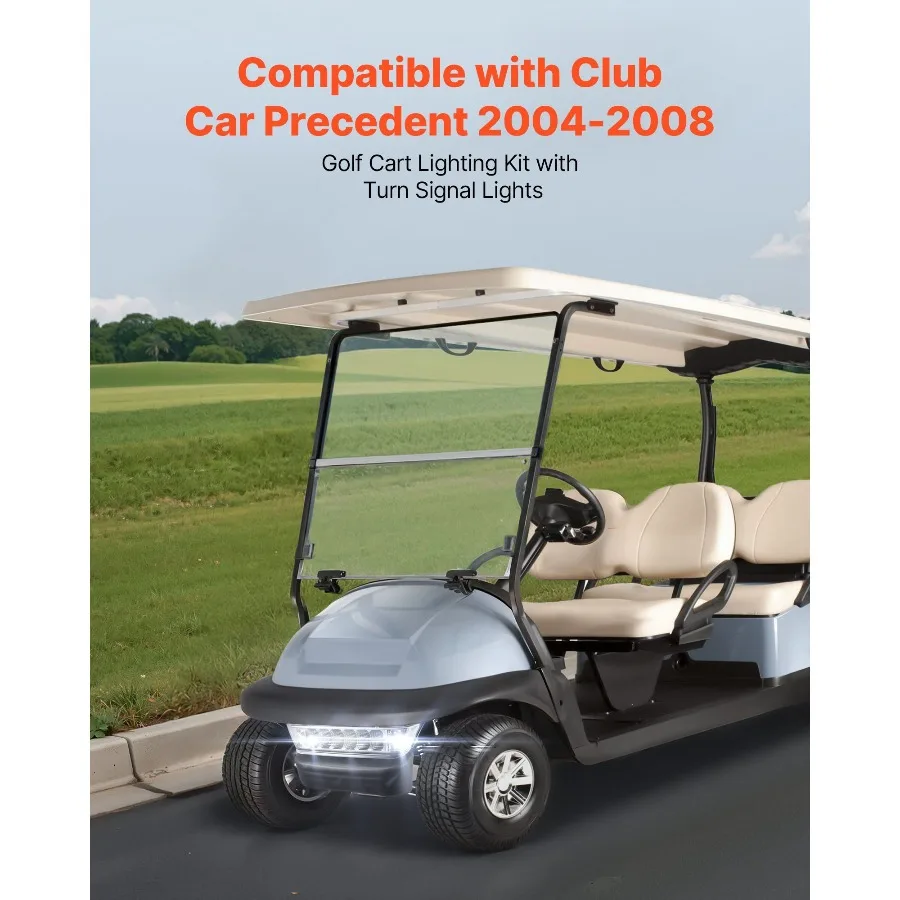 مجموعة إضاءة عربة الجولف، 12 فولت، مصباح أمامي LED قانوني للشارع ومجموعة الضوء الخلفي مع حزام أسلاك، إشارات الانعطاف، ضوء الخطر، مفتاح #2