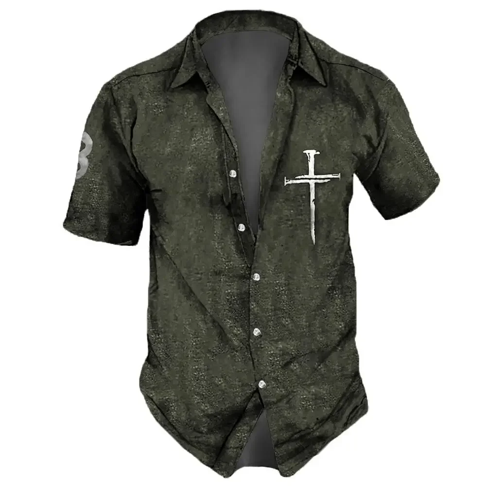 

Men's Personalized Skeleton 3D Print Striped Shirt Dark Casual Hawaiian Beach Shirt Men's Simple Business Men's Clothing