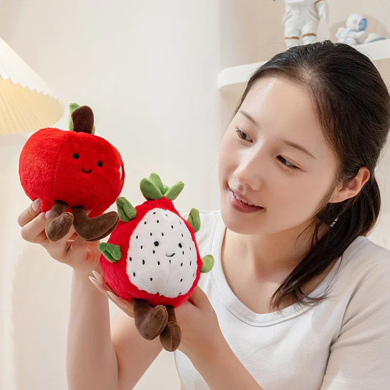 Fruit Plush Toy Cute Small Soft Plush Pear Apple Strawberry Orange Avocado Pineapple Durian Doll Holiday Party Birthday Gift