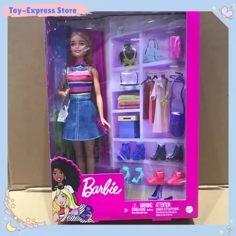 Barbie Doll Fashionista Playset For Girls Changeable Styles Shoes Fashion Clothing Accessories Toy Girls Kids Toys Birthday Gift