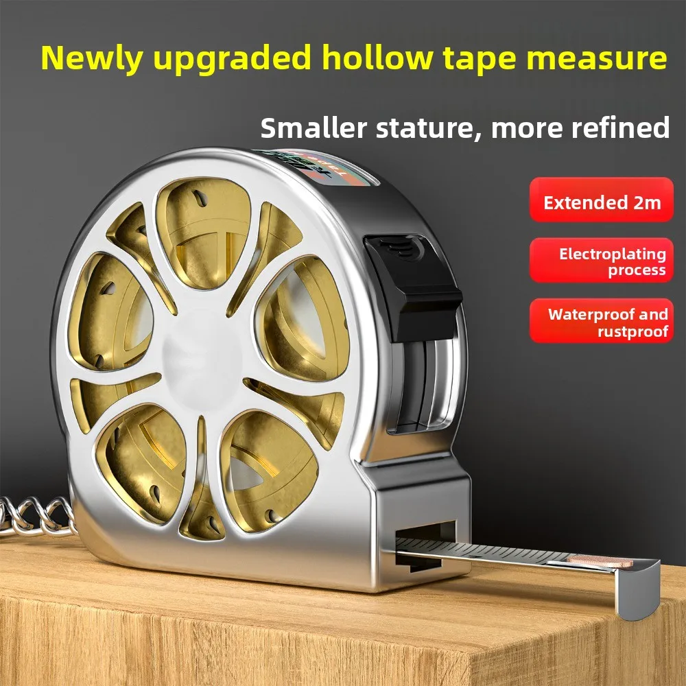 Portable 2M Hollow Mini Steel Tape Measure Key Ring Design Waterproof Rust‑proof High Accuracy Measuring Ruler for Household Use
