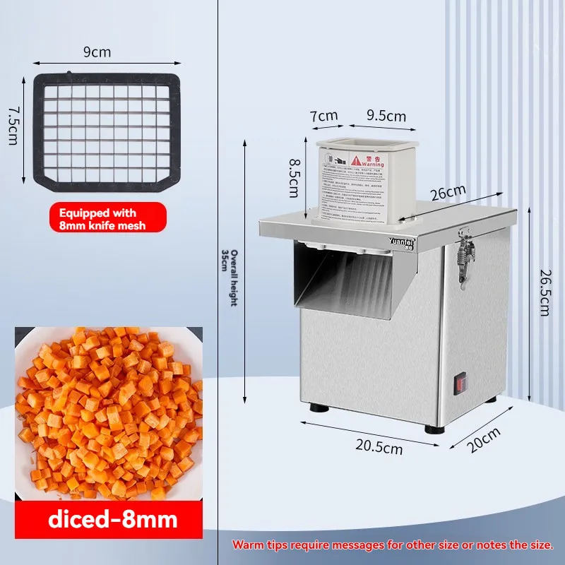 Electric Vegetable Cube Cutting Machine Fruit Slicer Cutting Strip Dice Food Processor With 5 Blades