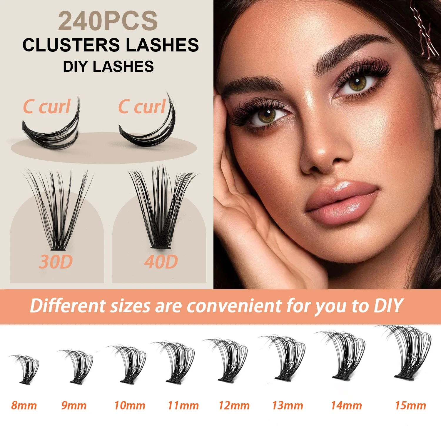 60D/80D Mink Eyelashes 240 Bundles Natural Eyelash extension 3D Russia Volume Individual Eyelash Cluster Makeup Tools Lashes