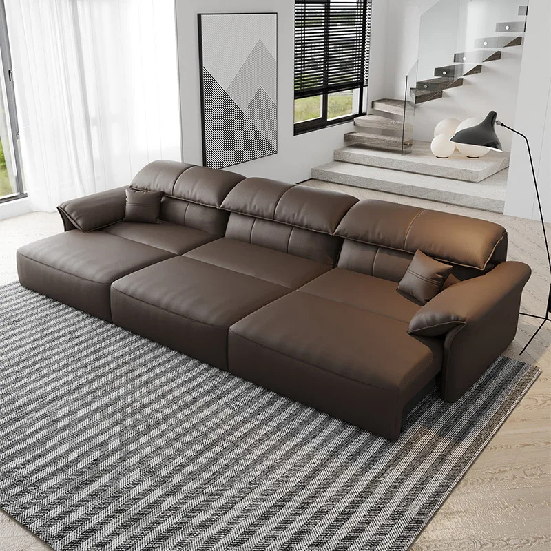 # Modular Sectional Sofas Set Leather Minimalist  Stainless Steel Legs Living Room