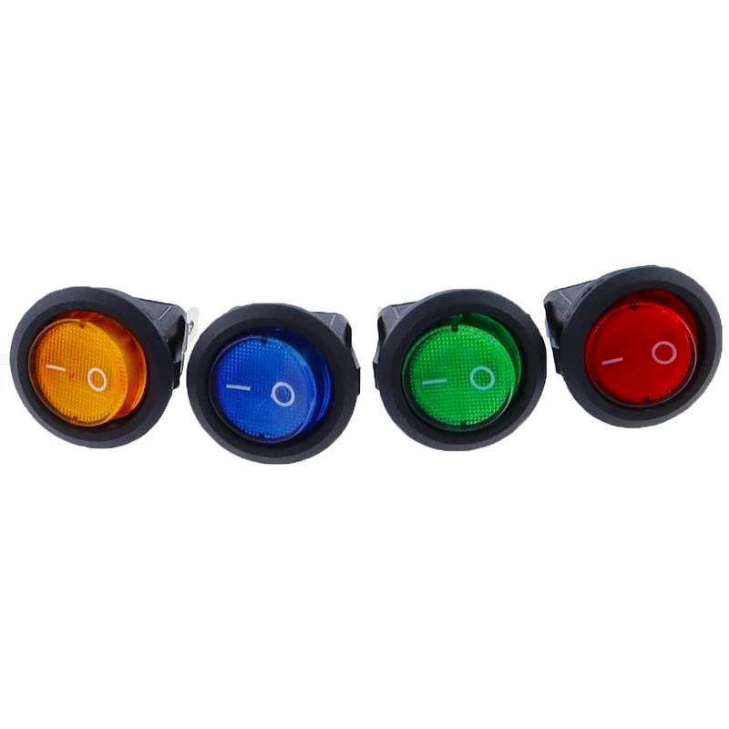 4Pcs 12V/220V Led Switch 16A 12V Light Switch Power Switch Car Button Lights ON/OFF 3pin Round Rocker Switch KCD1