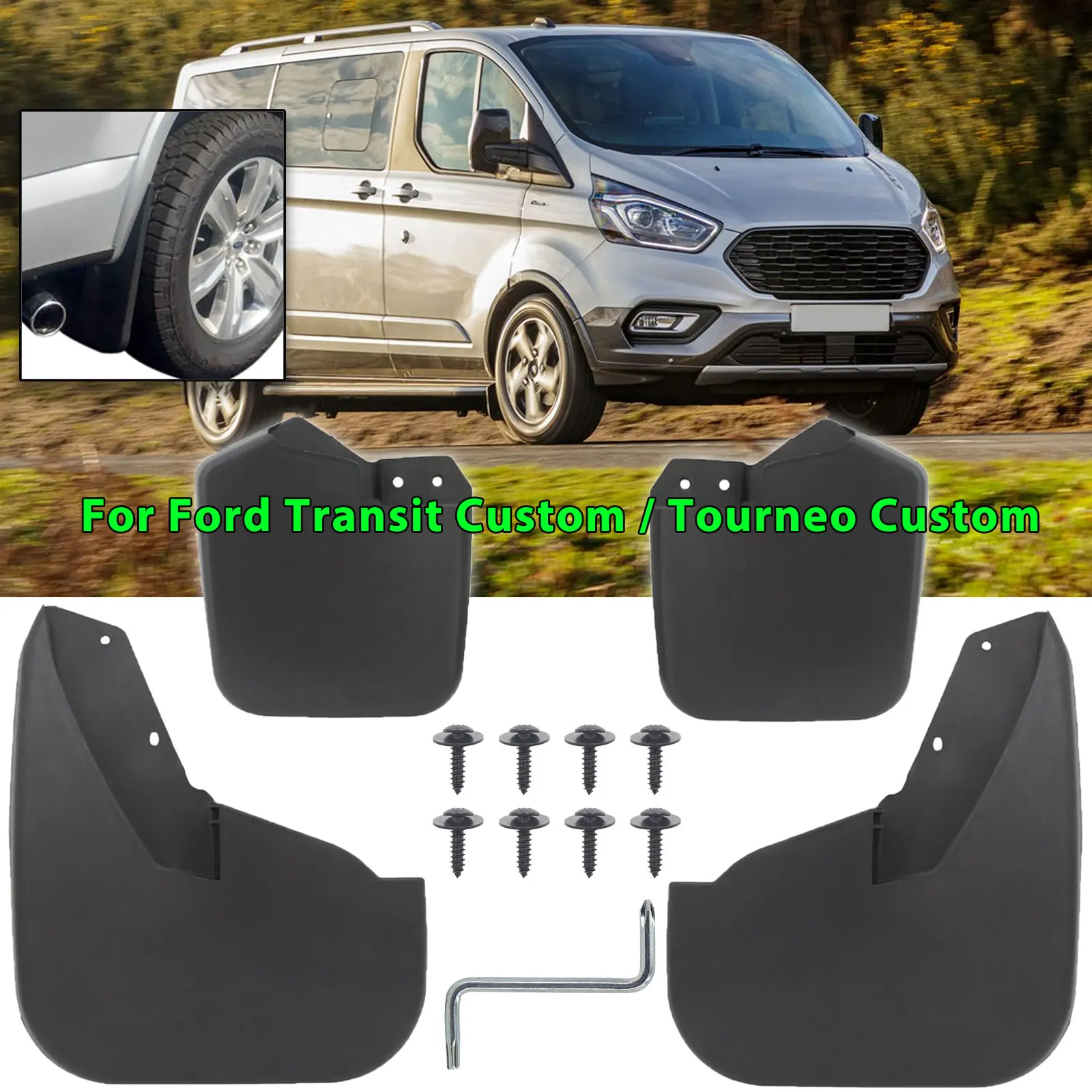 Mud Flaps For Ford Custom Transit Tourneo 2012 2013 2014 2015 2016 2017 2018 2019 2020 2021 2022 2023 Splash Guards Mudguards