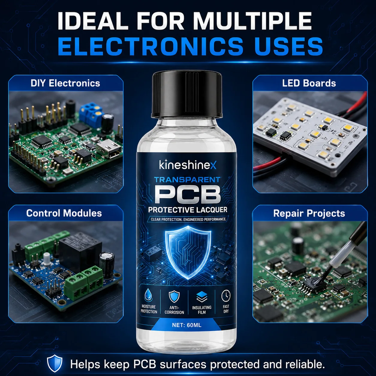 Transparent PCB Protective Lacquer –Clear Coating for Circuit Boards,Fast-Drying Protective Paint for Electronic Circuit Boards