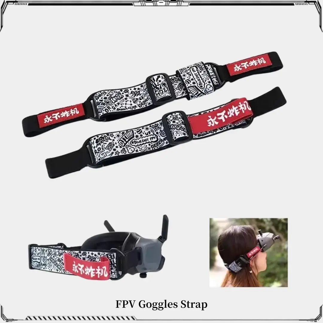 NEVER CRASH FPV Goggles Strap Adjustable Head Strap Headband Graffiti Battery Storage For FATSHARK SKYZONE DJI GOGGLES 2